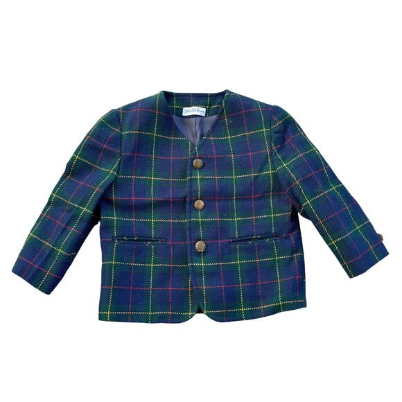 Vtg 1980s Saks Fifth Avenue Toddler Plaid Blazer 3T - Picture 1 of 5